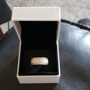 Pandora white enamel ring